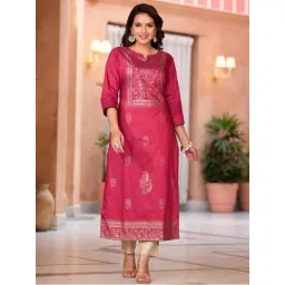 Juniper Maroon Cotton Printed 3/4th sleeve Kurta-picture-24