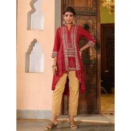 Juniper Maroon Printed High Low Short Kurti-picture-27