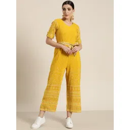 Juniper Mustard Ethnic Motif Printed Rayon Flex Jumpsuit-picture-33