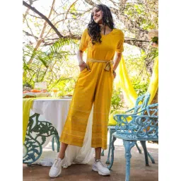 Juniper Mustard Ethnic Motif Printed Rayon Flex Jumpsuit-picture-27