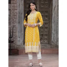 Juniper Mustard Printed Kurta-picture-25