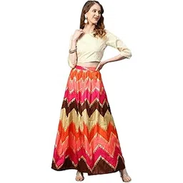 juniper Mustard Taffeta Silk Foil Print Lehenga Choli Set-picture-38
