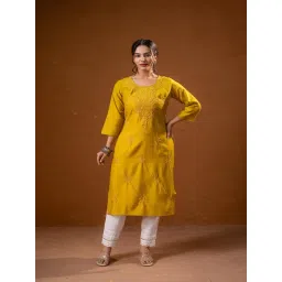 Juniper Mustard Viscose Kurta-picture-19