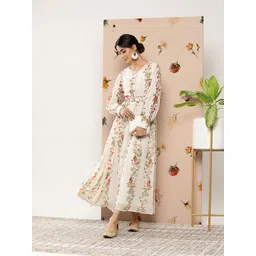 Juniper Women Off White Chiffon Printed Dress-picture-11