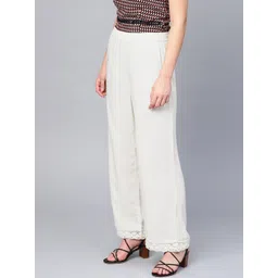 Juniper Women Off-White Hem Design Straight Leg Palazzos image 2