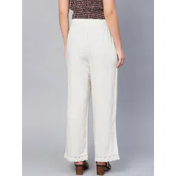 Juniper Women Off-White Hem Design Straight Leg Palazzos image 3