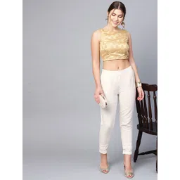 Juniper Women Off-White Smart Slim Fit Solid Cropped Cigarette Trousers-picture-13