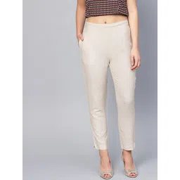 Juniper Women Off-White Urban Slim Slim Fit Solid Regular Trousers-picture-22