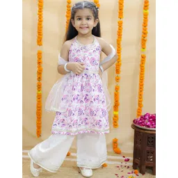 JUNITOS Girls Printed Regular Gotta Patti Pure Cotton Kurti with Sharara & Dupatta-picture-33