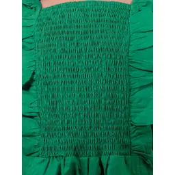 JUNITOS Girls Pure Cotton Ruffled Smoked Basic Jumpsuit image 2