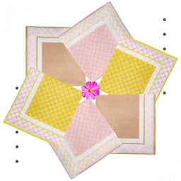 juno luxe Cotton Handkerchiefs, 33 x 33 cm, Geometric Print, Yellow Pink Brown, Pack of 6 image 2