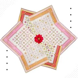 juno luxe Cotton Handkerchiefs, Geometric Print, 33 x 33 cm, Pack of 6, Pink Orange Red-picture-10