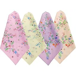 juno luxe Ladies Cotton Handkerchiefs, Floral Print, 27 x 27 cm, Pack of 6, Pastel Colors-picture-44