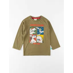 JusCubs Boys Olive Green Graphic Printed Cotton ???????T-shirt-picture-12