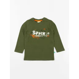 JusCubs Boys Olive Green Typography Printed Cotton T-shirt-picture-48