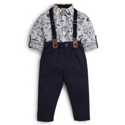 JusCubs Boys Printed Long Sleeves Pure Cotton Shirt With Trousers & Suspenders-picture-37