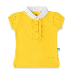 JusCubs Cotton Half Puff Sleeves Solid Top - Yellow-picture-17
