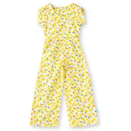 JusCubs Cotton Woven Half Sleeves Lemon Printed Jumpsuit - Yellow-picture-20