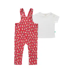 JusCubs Infant Girls Conversational Printed Cotton Dungaree With T-Shirt-picture-10