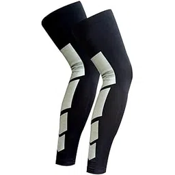Just Care 1 Pair Anti Slip Full Length Compression Leg Sleeve Calf & Shin Splint Support Protect for Pain Relief & Recovery (Black, L)-picture-11