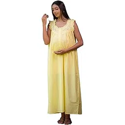 just conceived Maternity & Nursing Gown – Soft & Comfortable Floral Wreath Print | Stylish Pregnancy & Breastfeeding Nightwear | Full-Length, Easy Nursing Access-picture-22