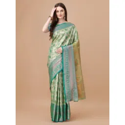 JUST FASHION Green Silk Zari Work Saree With Unstitched Blouse-picture-35