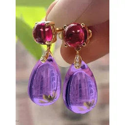 Just Lil Things Gold-Plated Artificial Stones and Beaded Contemporary Shaped Drop Earrings-picture-22