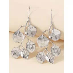 Just Lil Things Silver-Toned Leaf Shaped Drop Earrings-picture-14