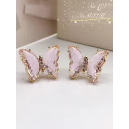 Just Lil Things Stone Studded Butterfly Shaped Studs-picture-16