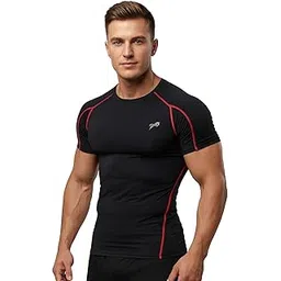 JUST RIDER Compression T Shirt for Men Half Sleeve Gym T Shirts Half Sleeve Compression T-Shirt - Men's Athletic & Sports Tights for Fitness-picture-38