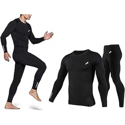 JUST RIDER Men's Sports Running Set Compression Shirt + Pants Skin-Tight Long Sleeves Quick Dry Fitness Tracksuit Gym Yoga Suits (Black, 2XL)-picture-23