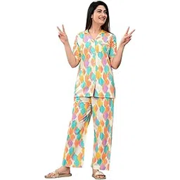 justashe Comfortable and Stylish Women's Printed Night Suit Set - Soft Cotton Pajama Set with Cute Floral or Graphic Print, Relaxed Fit Sleepwear for All Seasons, Perfect for Lounging and Sleeping-picture-16