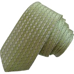 justin dustin Men's Geometric Pattern Microfiber Tie, Sage Green with Diamond Grid Design-picture-32