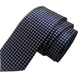 justin dustin Men's Navy Blue Satin Necktie with Diamond Pattern, Width-2.5 Inch-picture-44