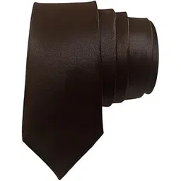 justin dustin Men's Slim Skinny Brown Satin Tie,Width-2.5 Inch-picture-8