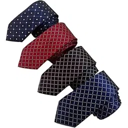 justin dustin Men's Slim Skinny Neckties, Professional Business Formal Ties, Navy Blue, Red, Black, 4 Pack,width-2.5-picture-1