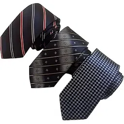 justin dustin Men's Slim skinny Satin Neck Ties, 3-Pack, Striped and Patterned Design, Navy Blue,Width-2.5 inch-picture-42