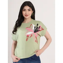 Justin Whyte Women Floral Printed Round Neck T-shirt-picture-22