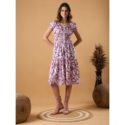 Justin Whyte Women's Printed Smocked Tiered Midi Dress-picture-19