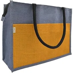juteka Multicolor spacious Jute Bag with Zipper Closure, Full Size Front Pocket and Large Handles…-picture-25