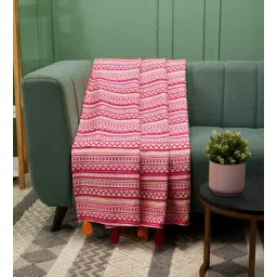 Pink Jacquard cotton blend Traditional 60x50 Inches Throw by Jutie Pie-picture-24