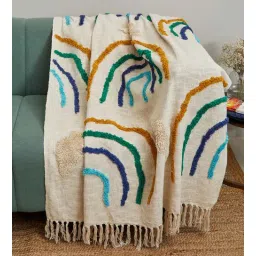 White Cotton Bohemian tufted 70x60 Inches Throw by Jutie Pie-picture-19