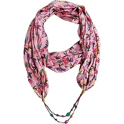 jvnine Handmade Viscose Scarf with Stylish Indian Jewellery, Fashion Beads Scarf/Muffler, Traditional Beads Necklace with Stole/Wrap Scarves, Printed Design Dupatta with Pendant for Girls& Women-picture-22