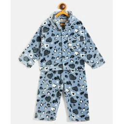 JWAAQ Cotton Knit Full Sleeves Hearts Designed & Fur Detailed Coordinating Hooded Sweater With Pant Set - Blue-picture-20