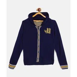 JWAAQ Cotton Knit Full Sleeves Owl Back Designed Hooded Sweater - Navy Blue-picture-12