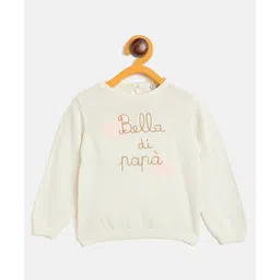 JWAAQ Cotton Knit Full Sleeves Typography Embroidered Sweater - Ecru-picture-36