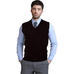 jwf Men Solid V Neck Black Sweater-picture-28