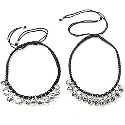 jyokrish Handmade Adjustable Pair of 1 Black Silk dori hanging Ghungroo Anklet For Women | girls | Nazariya |Payal | Free Size | nazarbattu-picture-42