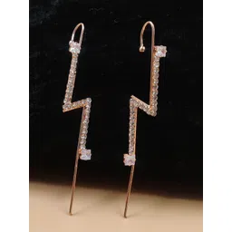 JYONA Rose Gold-Plated Cubic Zirconia & American Diamond Studded Contemporary Ear Cuff-picture-13