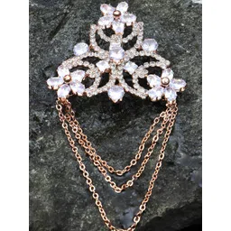 JYONA Sparkling Cubic Zirconia & American Diamond Studded Saree Pin-picture-29